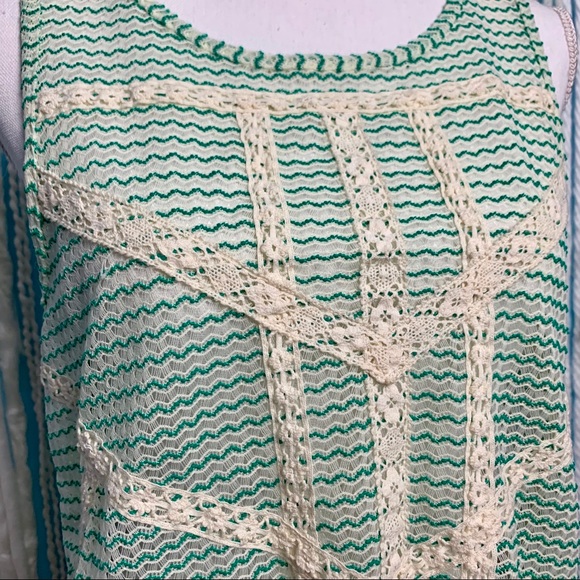 Free People Striped Lace Inset Peplum Top Small - Picture 2 of 5